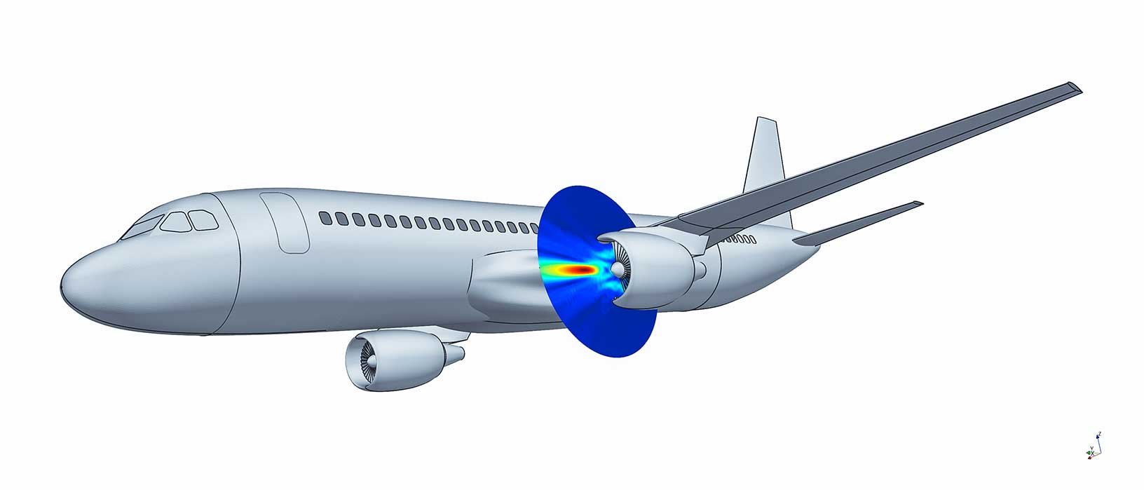 Simulazione acustica del rumore dei motori degli aerei