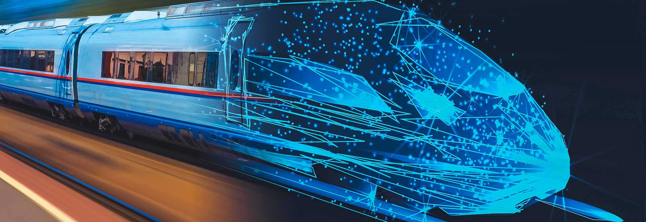 Imagen de un tren superpuesta con una representación digitalizada