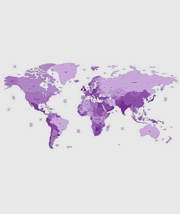 Abbildung einer Weltkarte mit Ländergrenzen