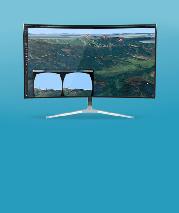 Imagem de tela de computador mostrando uma simulação de voo