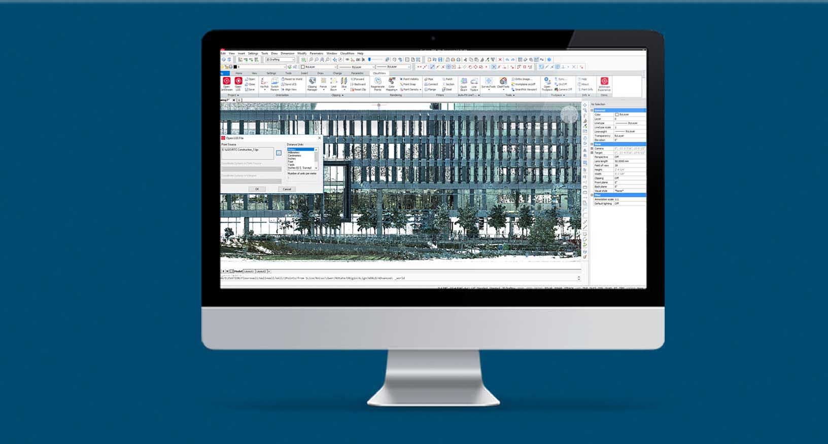 modelo digital 3D de un edificio abierto en un software de oficina CAD 
