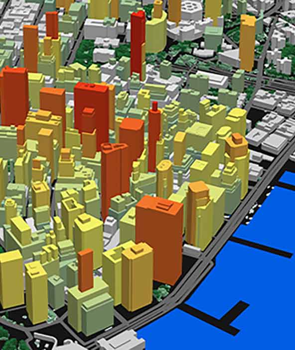 上空からのマンハッタンのデジタルマップ