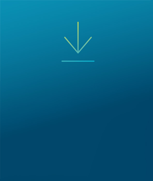 Down pointing arrow icon on a graduated blue background