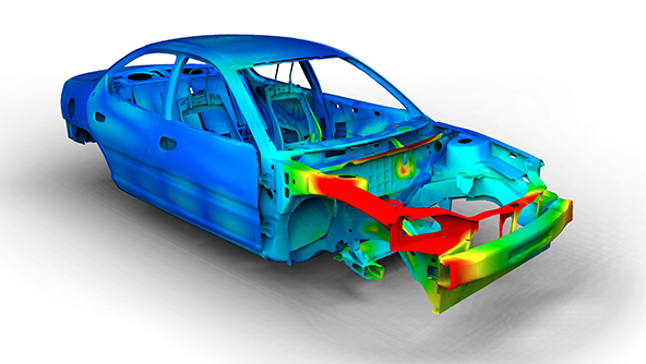 Structural vibration of a vehicle body iso view