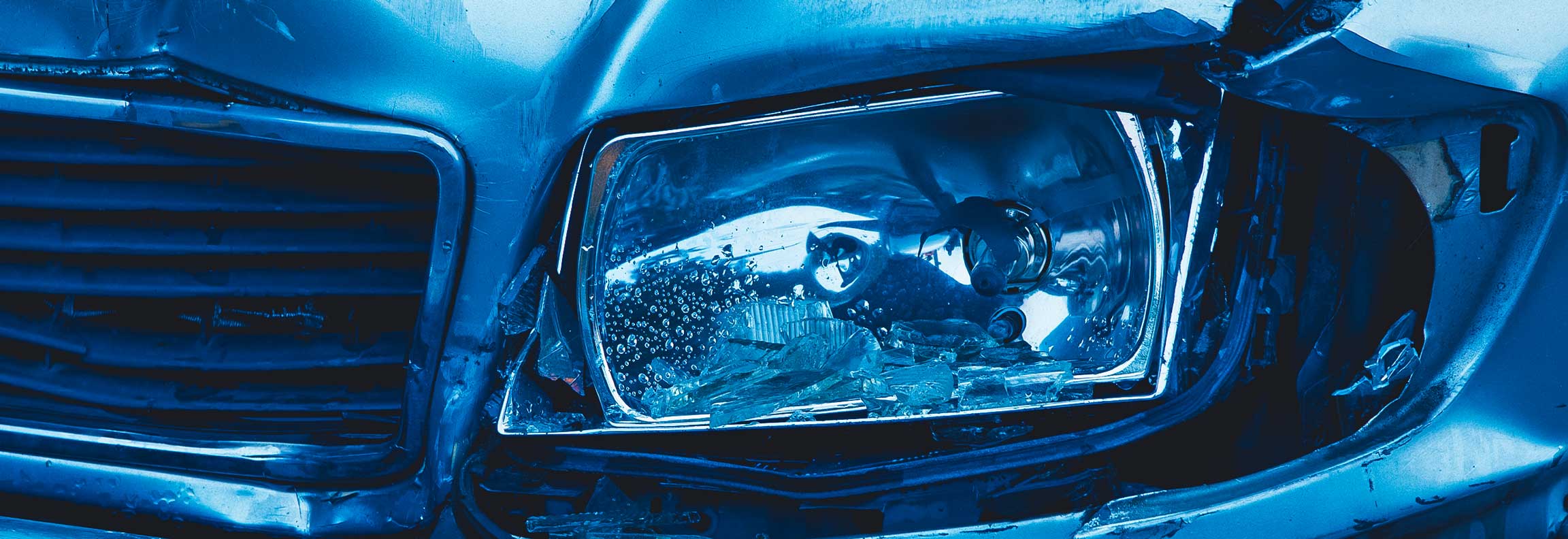 Damaged car after a collision.