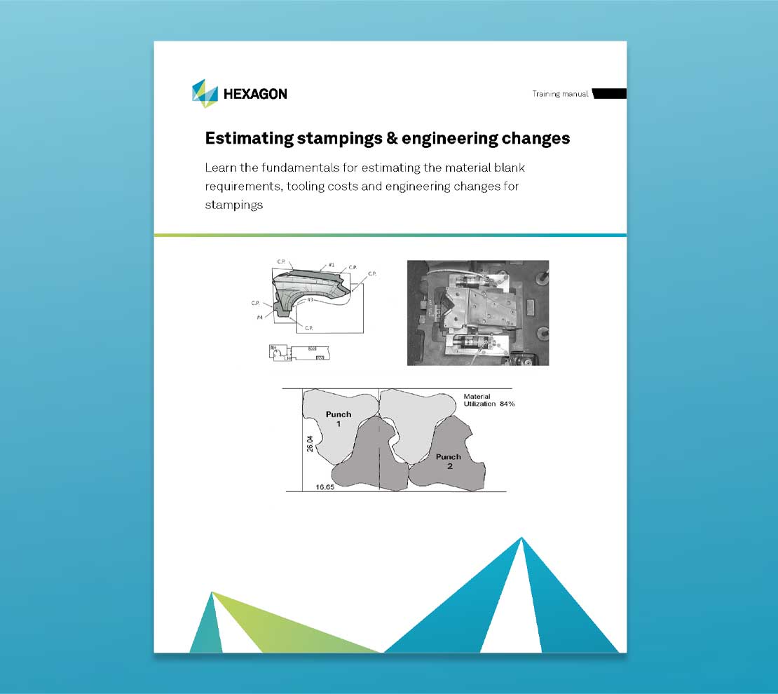 Close up of the training material front cover for estimating stampings & engineering changes