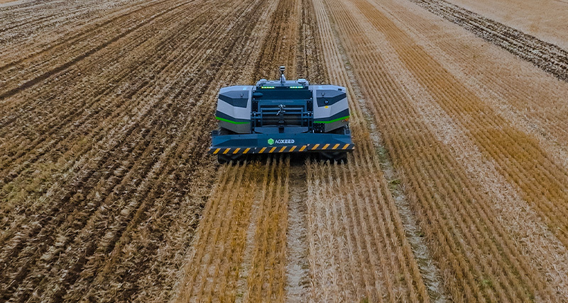 A tractor in a field