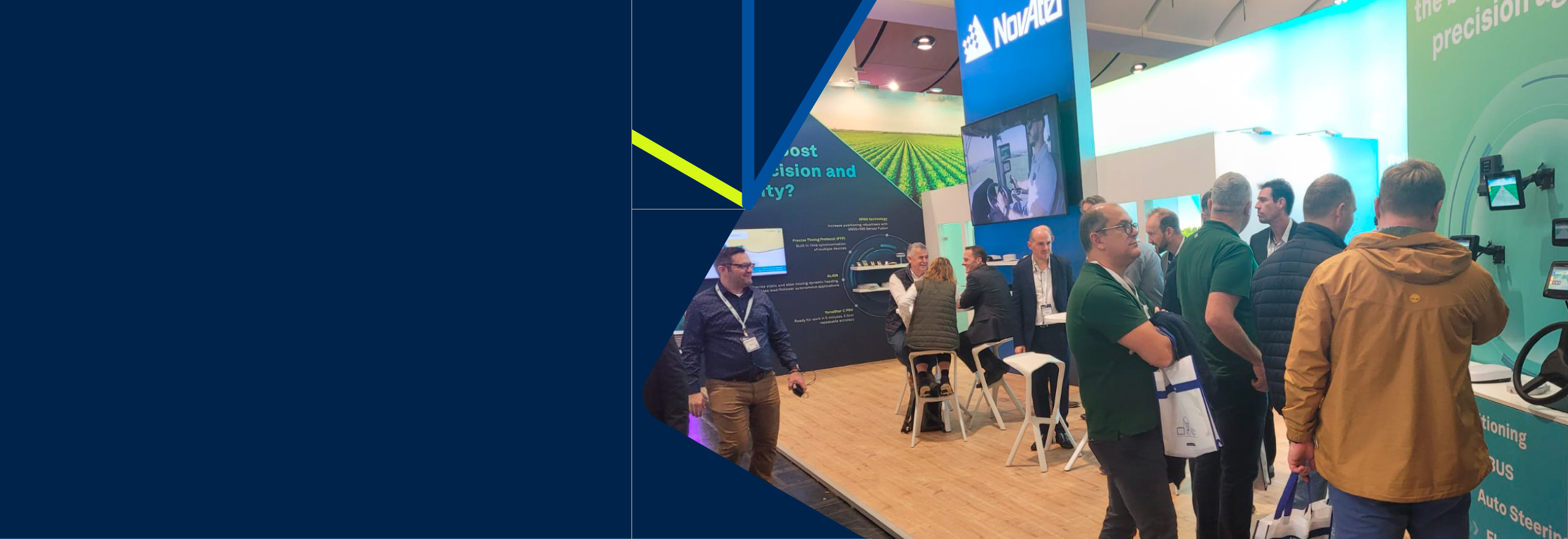 A group of people at a display booth