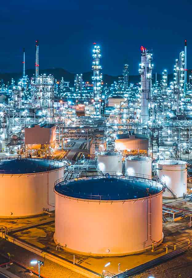 instalaciones de fabricación y almacenamiento para el producto de refinerías de petróleo y gas