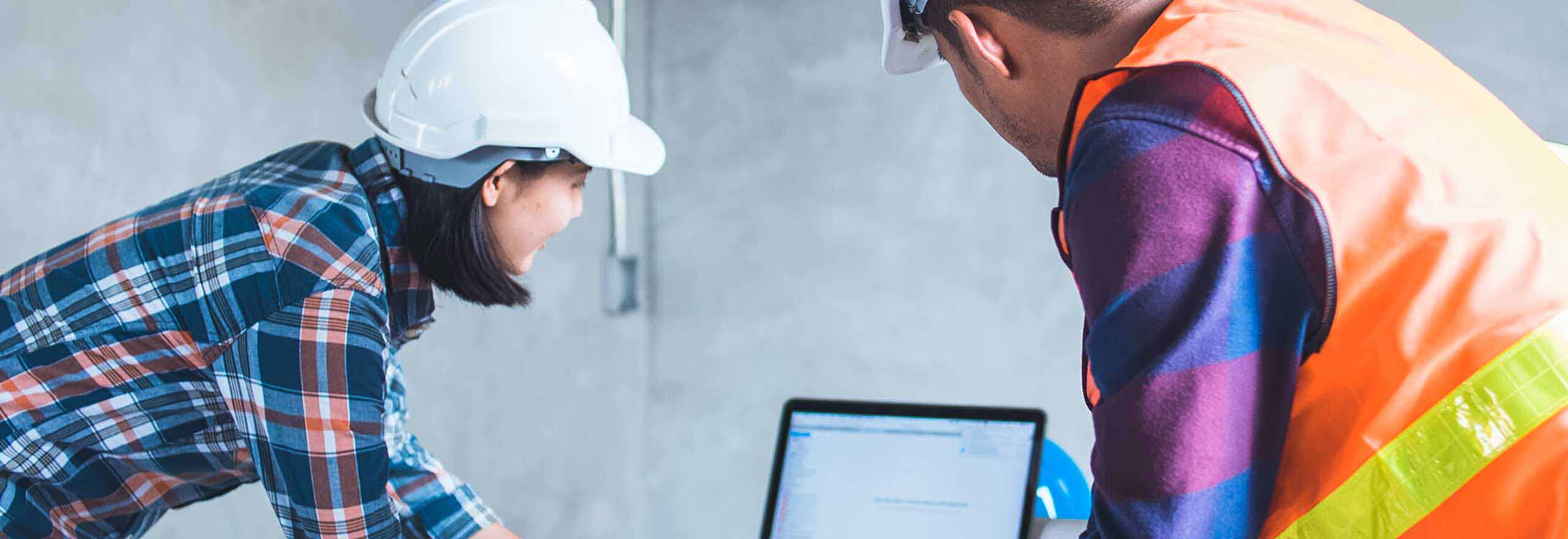 Construction management team at work