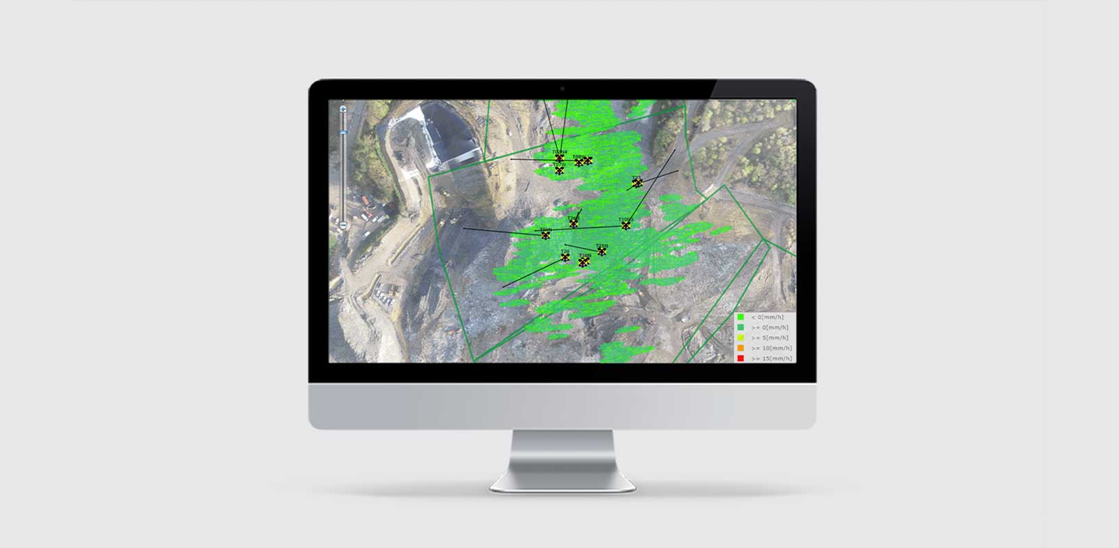 Dados de monitoramento de uma visão aérea de um cenário ambiental