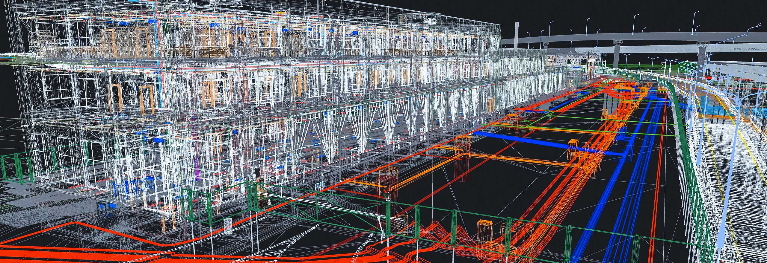 헥사곤 자산 시각화 기술인 Smart 3D 시설의 3D 모델