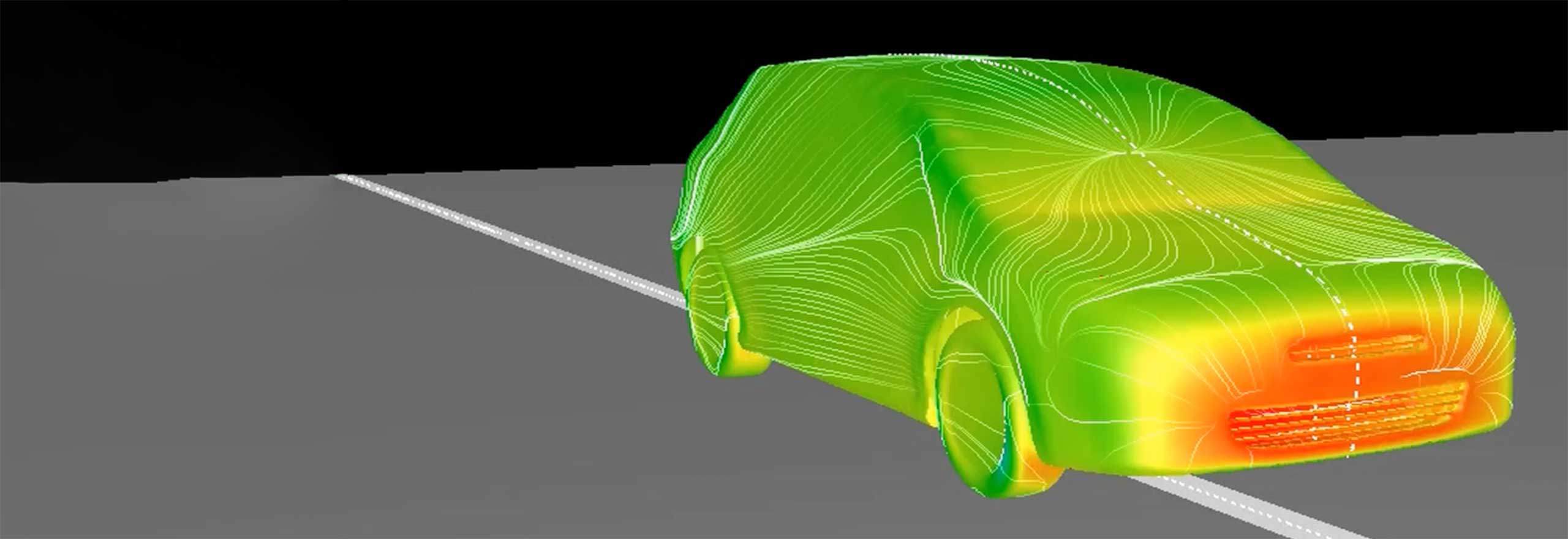 Co-simulação multifísica mostrando a previsão Adams-scFLOW do movimento dinâmico da suspensão do veículo com um vento forte