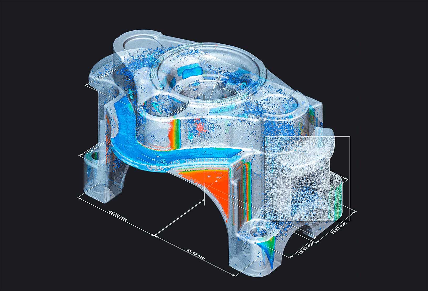 Las soluciones de análisis CT de Hexagon permiten a los fabricantes llevar a cabo análisis de geometría y material en la misma pieza.