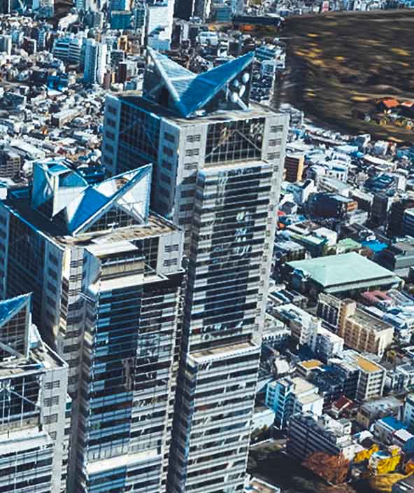 Modèles de construction 3D à Tokyo, au Japon 