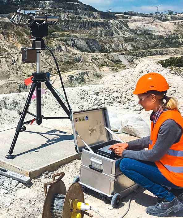 technician uses radar to monitor a mine