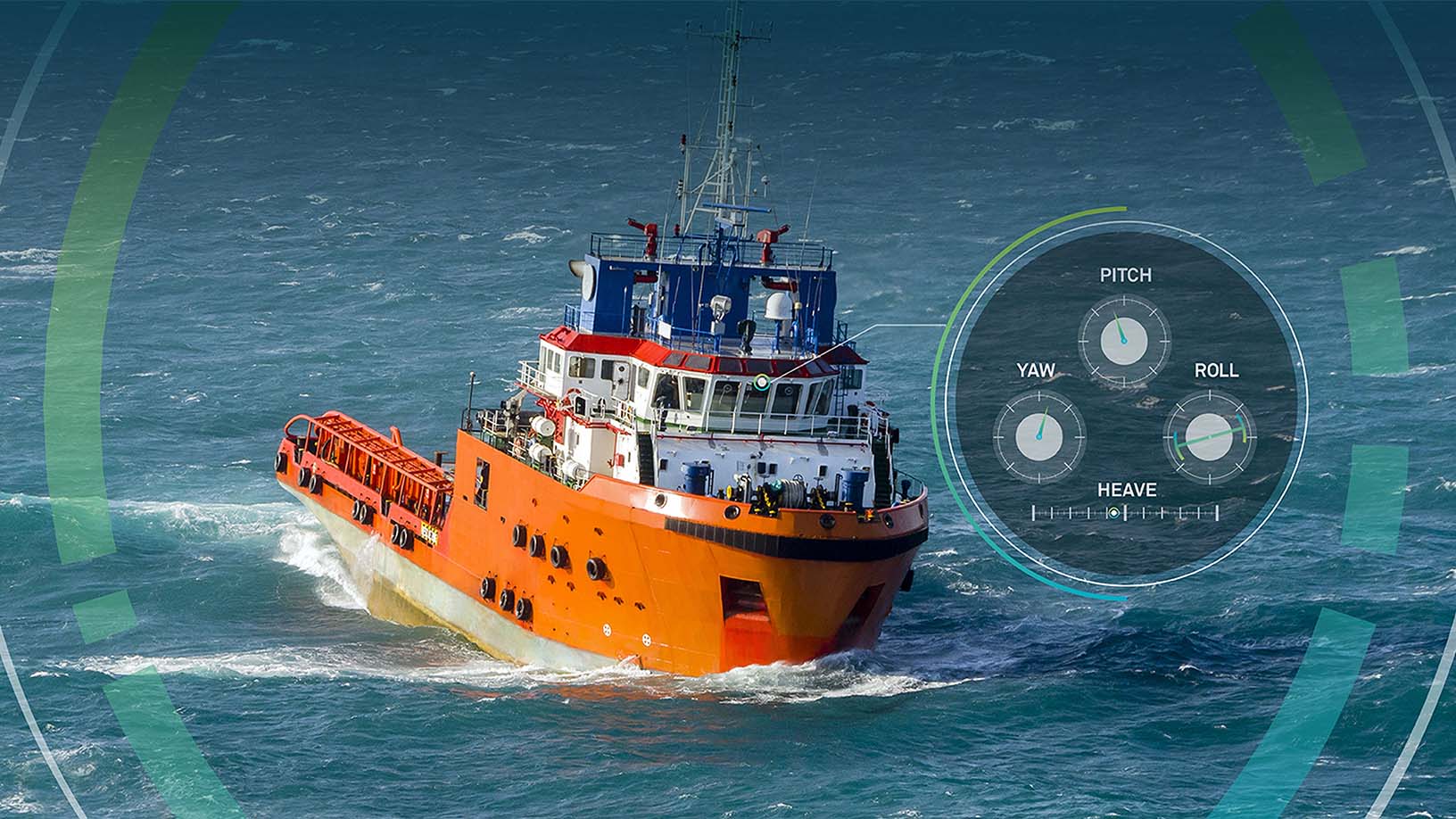 Offshore vessel with superimposed graphics