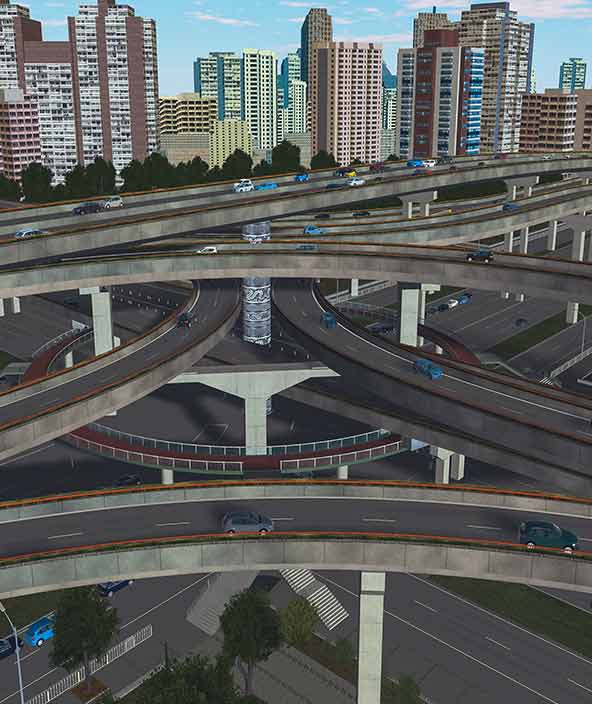 Simulação de tráfego em cruzamento urbano complexo usando as ferramentas de simulação autônoma e ADAS da Hexagon 