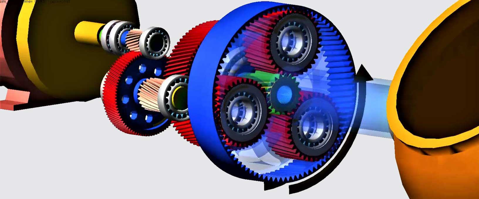 System dynamics simulation of several gears 