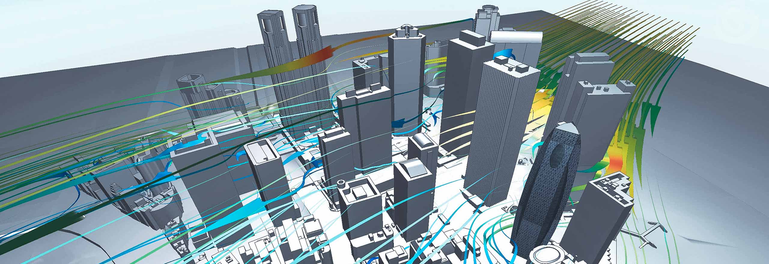Visualisation of air flow around buildings using CFD multiphysics simulation software