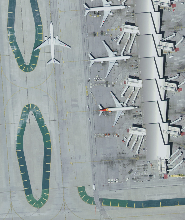 Hochauflösende Luftbilder des Flughafens Los Angeles