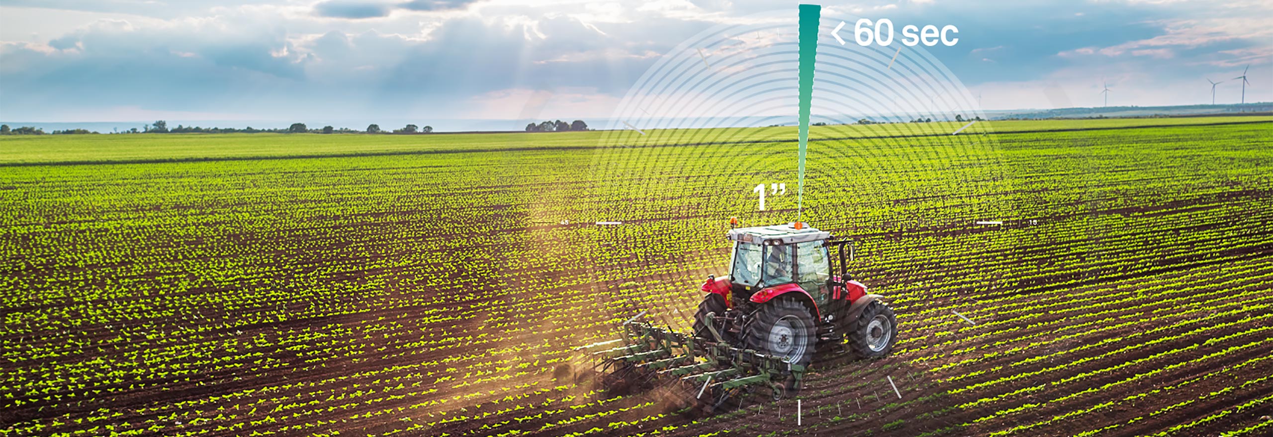 Tractor in a field with superimposed graphics
