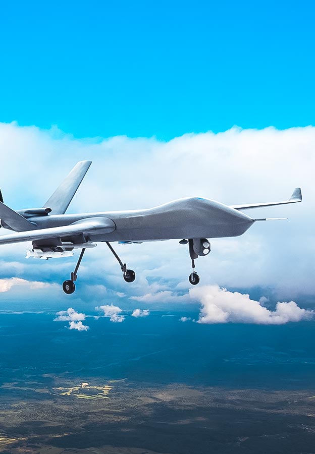 Un drone aereo che utilizza la tecnologia Hexagon per la difesa 
