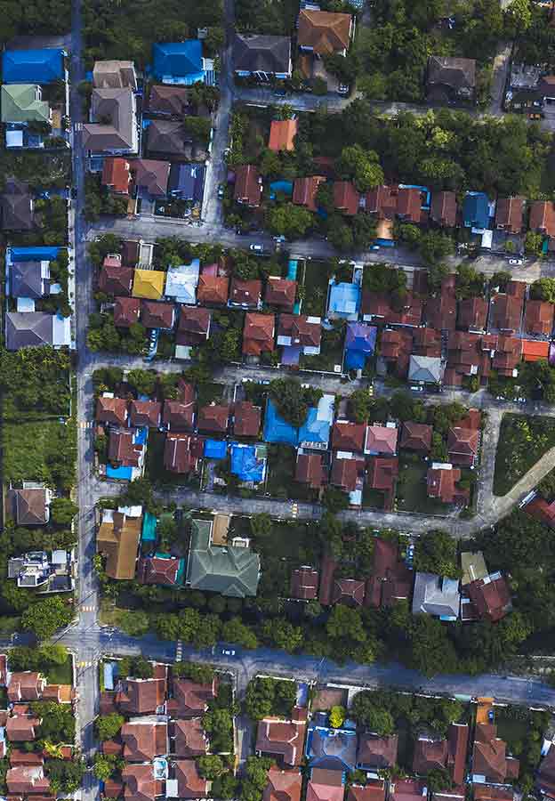 vista aérea de imóveis residenciais