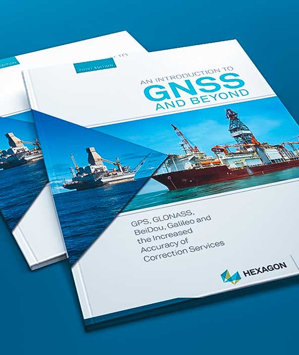The Introduction to GNSS and Beyond book seen on a turquoise background.