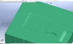 3D model shown on software screen of the boxed shape part 