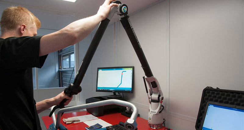 Image of a person using a Tube inspect system in an office environment 