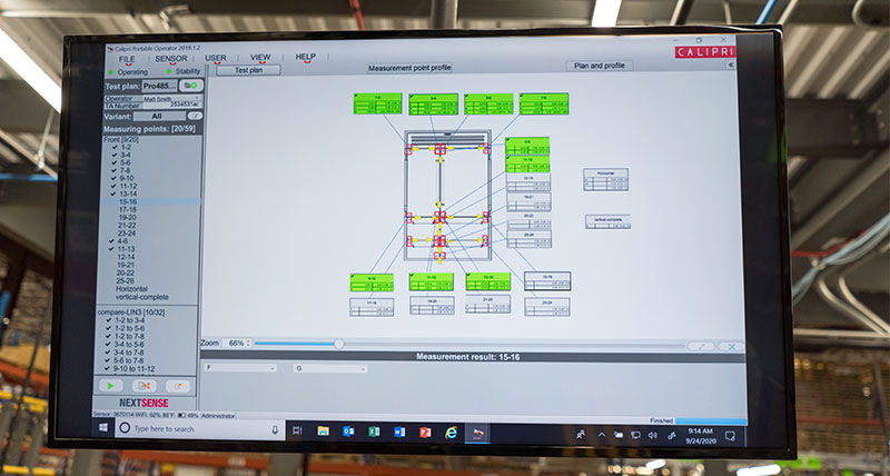 A monitor showing the results of an inspection routine using metrology software