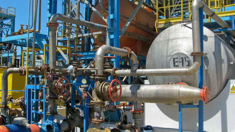 Exterior of plant with instrumentation, valves, industrial