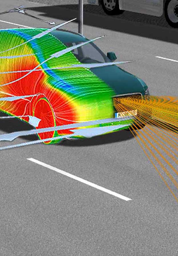 Simulation technology imposed on car