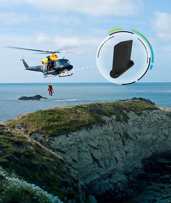 Helicopter flying near a cliff with an antenna called out