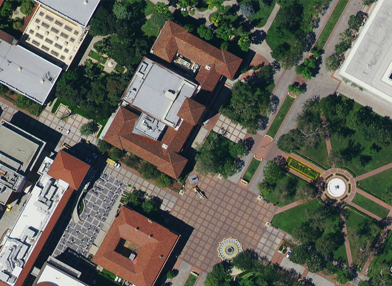Luftbilddaten von Universitätsgebäuden in Kalifornien