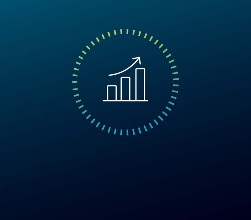 Um ícone de gráfico de barras simbolizando crescimento sistêmico