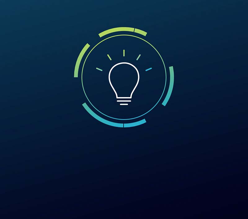 An icon featuring a shining lightbulb symbolising innovation