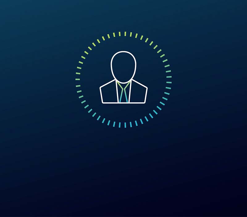 Une icône avec une image stylisée d’une personne en costume d’affaires symbolisant le professionnalisme