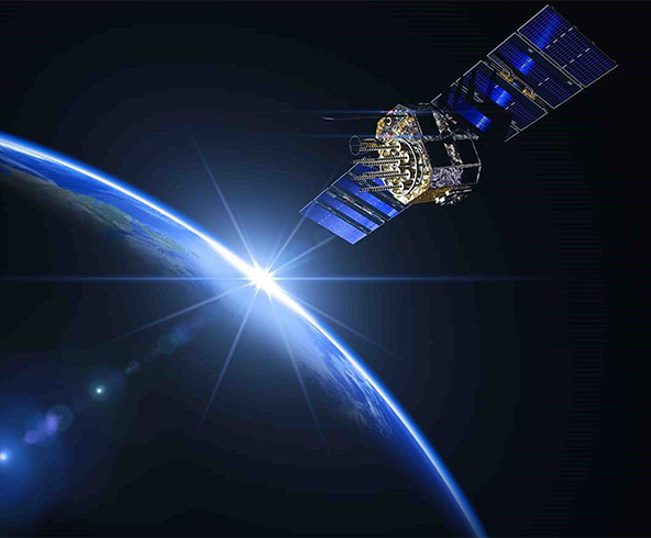 Satellite seen in space above Earth