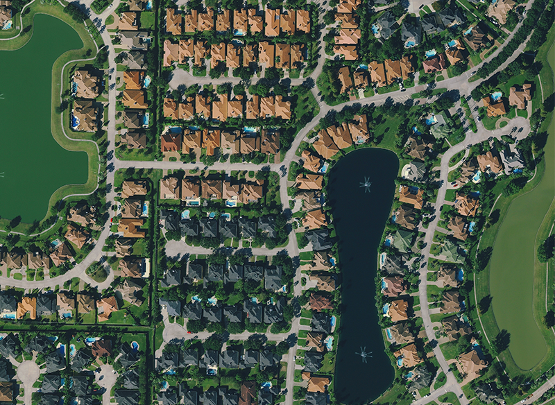 Datos aéreos del programa de contenidos HxGN de diversos barrios en Texas