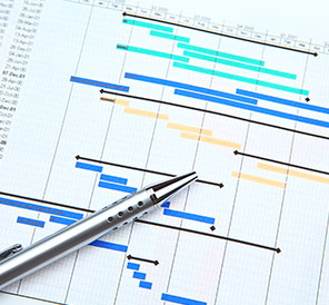 Image of a Gantt chart and pen
