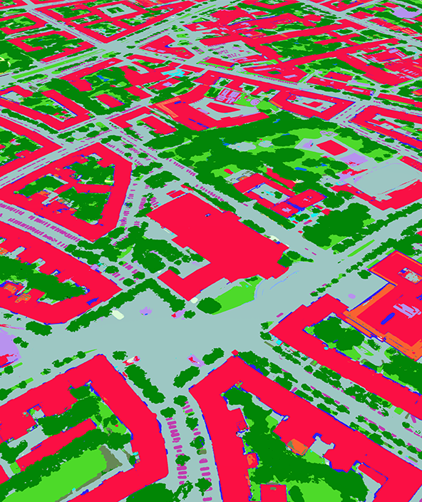Land cover analytics data of buildings in Munich