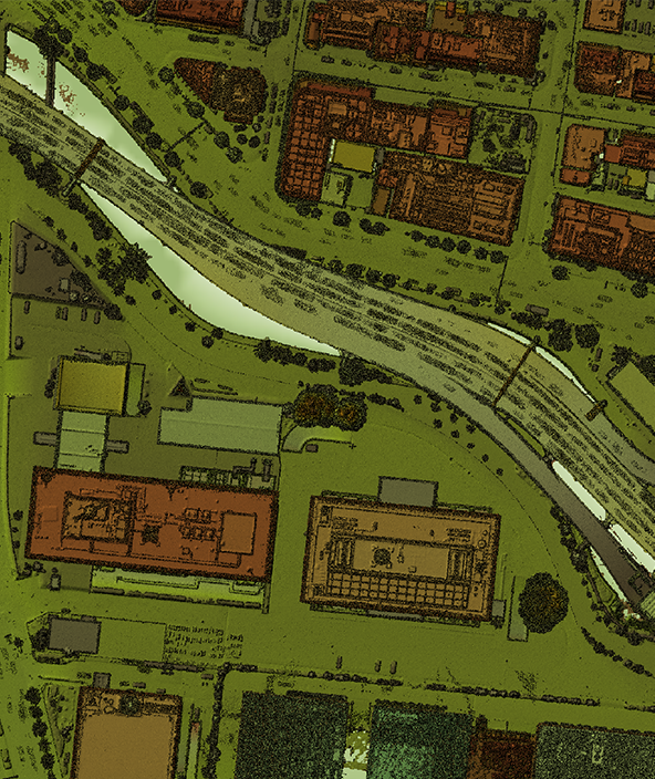 Aerial elevation data of train tracks in Munich