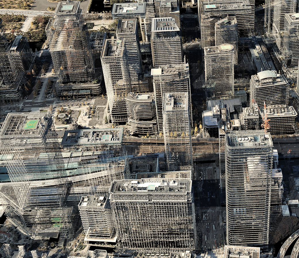 東京の高層ビルの LiDAR 点群標高データ