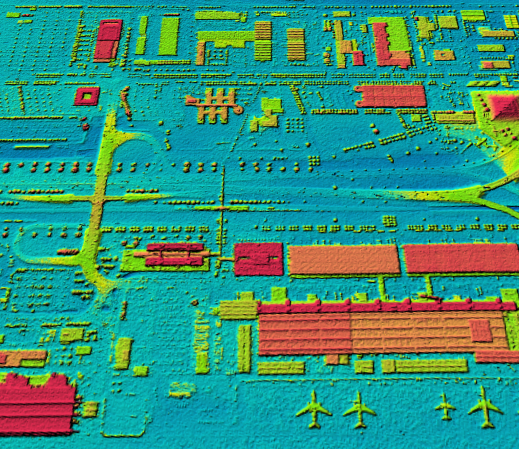 Digitales Oberflächenmodell mit Höhenangaben des Flughafens Berlin