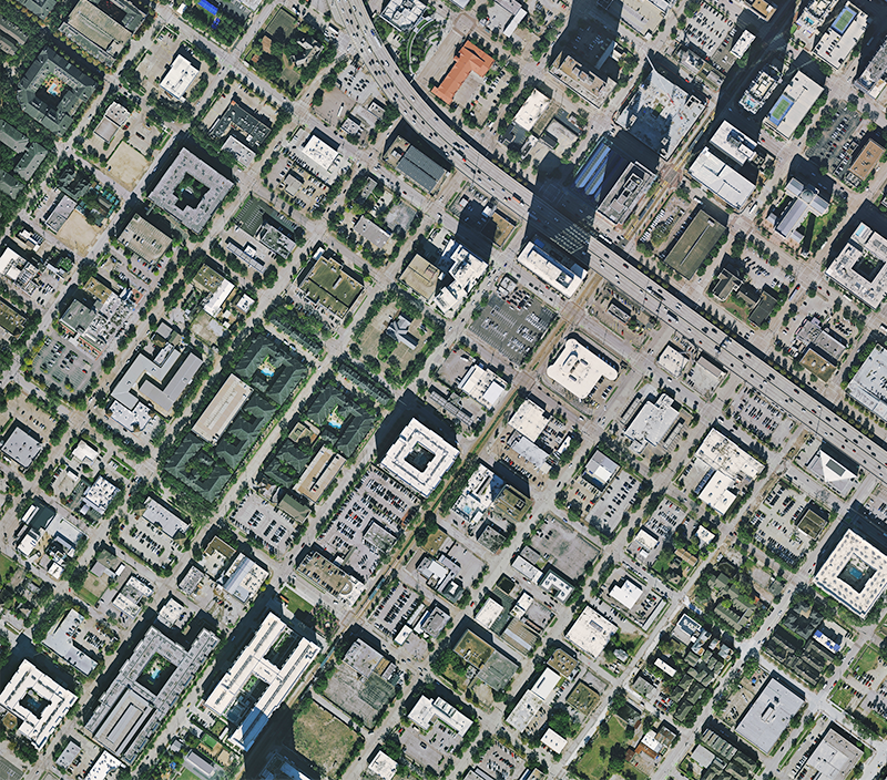 Datos aéreos del programa de contenidos HxGN de bloques urbanos en Houston
