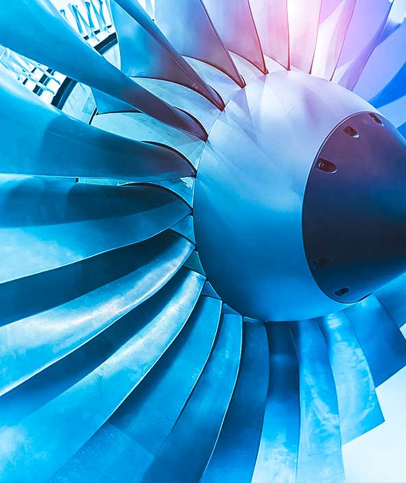 A closeup of an airplane engine