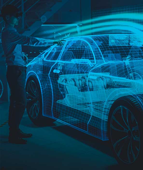 A digital rendering of the inner mechanics of a car