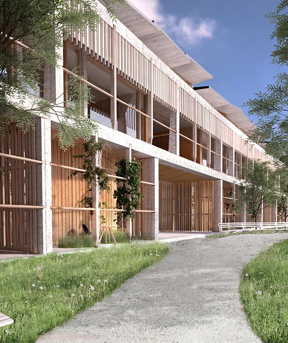 Modelo de hospital infantil em Zurique, desenvolvido por Kuenzli Holz AG